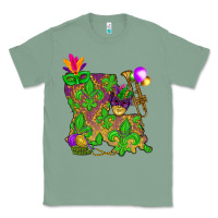 Sage Louisiana Map Mardi Gras Classic Tee - HowdyJamesFarm