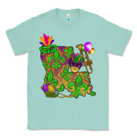Seafoam Louisiana Map Mardi Gras Classic Tee - HowdyJamesFarm