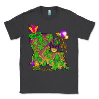Smoke Louisiana Map Mardi Gras Classic Tee - HowdyJamesFarm