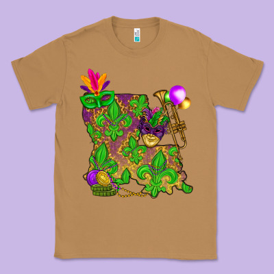 Louisiana Map Mardi Gras Classic Tee Designed By Howdyjamesfarm