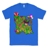 True Royal Louisiana Map Mardi Gras Classic Tee - HowdyJamesFarm