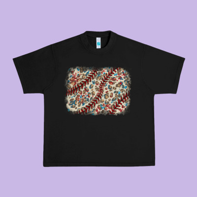Baseball Leopard Glitter Background Urban Heavy Tee Designed By Howdyjamesfarm