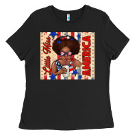 Black little miss america Ladies Tee - TumblerDesignByShophia