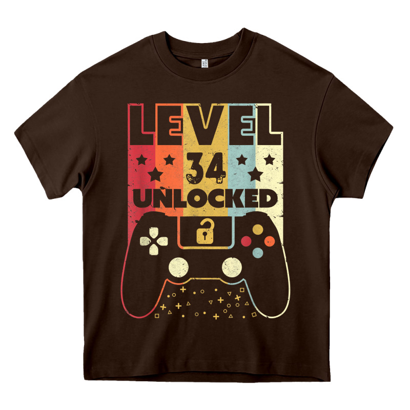 Level 34 Unlocked Shirt Video Gamer 34th Birthday Gifts Tee T Shirt Heavy Core Tee by longCreatives | Teevron