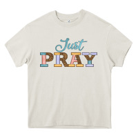 Cream Just Pray Heavy Core Tee - JahusDesignShop