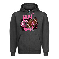 Charcoal Heather pink out football Zipper Hoodie - BarkalooDesign