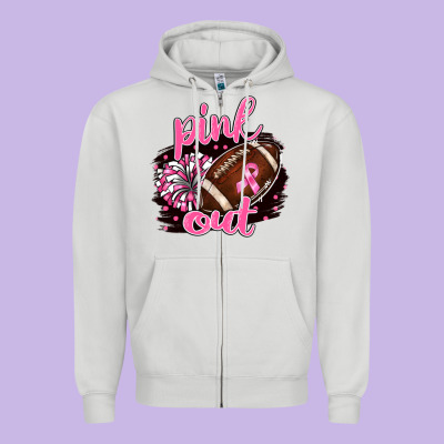 Pink Out Football Zipper Hoodie Designed By Barkaloodesign