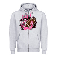 Heather Grey pink out football Zipper Hoodie - BarkalooDesign
