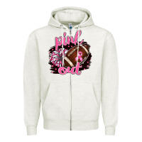 Oatmeal Heather pink out football Zipper Hoodie - BarkalooDesign