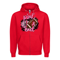 Red pink out football Zipper Hoodie - BarkalooDesign