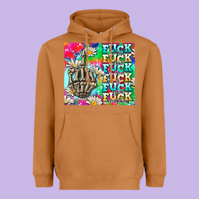 Fuck Everything Skeletons Heavyweight Hoodie Designed By Adodesignshop