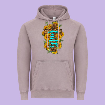 Faith Sunflower Leopard Cross Olivia Vintage Hoodie Designed By Oliviacreatesart