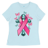 Baby Blue Cancer Cross Cancer Awareness Ladies Tee - HowdyJamesFarm
