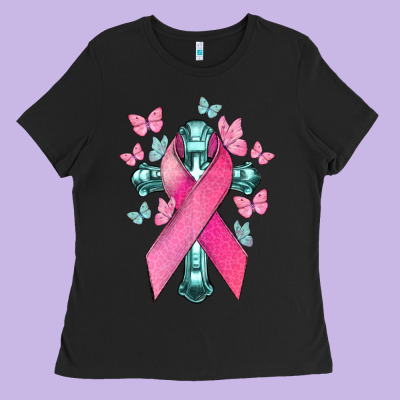 Cancer Cross Cancer Awareness Ladies Tee Designed By Howdyjamesfarm