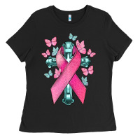 Black Cancer Cross Cancer Awareness Ladies Tee - HowdyJamesFarm
