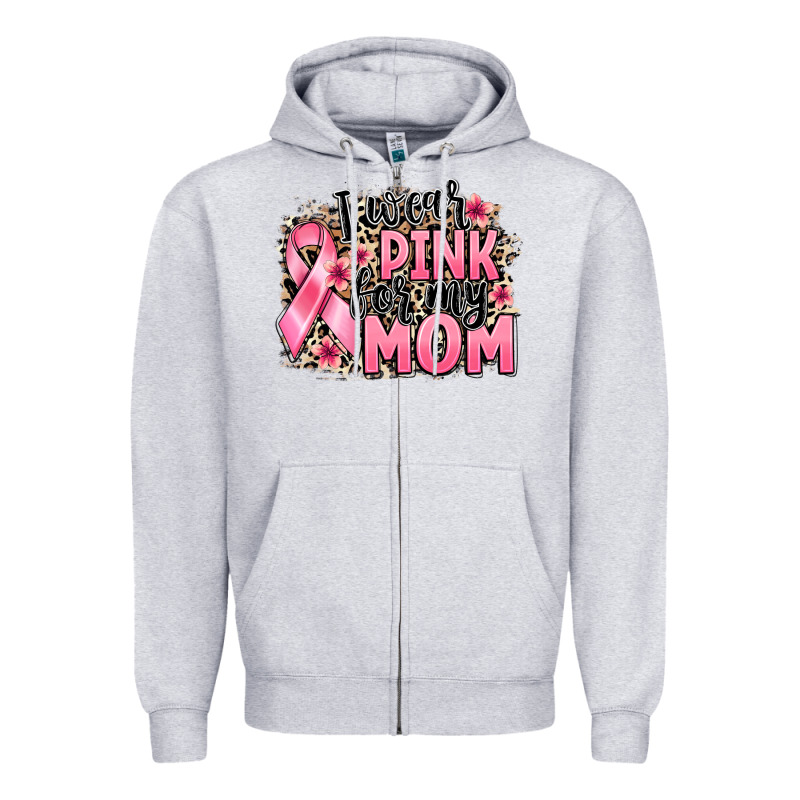 I Wear Pink For My Mom Zipper Hoodie by BarkalooDesign | Teevron