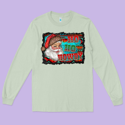 Ho Ho Howdy With Santa Long Sleeve Tee Designed By Ranaportraitstore