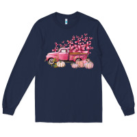 Navy Breast Cancer truck Long Sleeve Tee - FaDigitalArtStudio