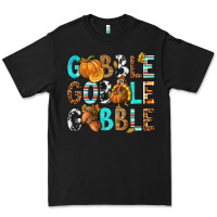 Black Gobble Gobble Gobble with Turkey Premium Tee - texasbilliewilder