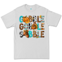 Dove Grey Gobble Gobble Gobble with Turkey Premium Tee - texasbilliewilder