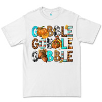 White Gobble Gobble Gobble with Turkey Premium Tee - texasbilliewilder