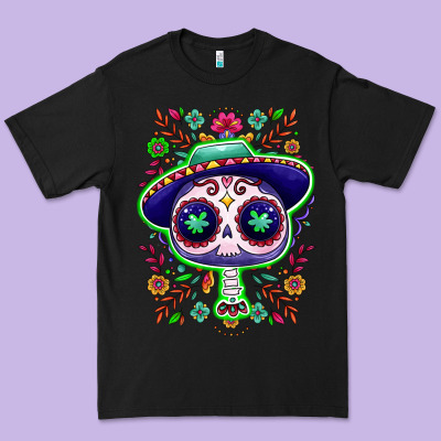 Mexican Day Of Dead Sugar Skull Premium Tee Designed By Nancycooperartshop