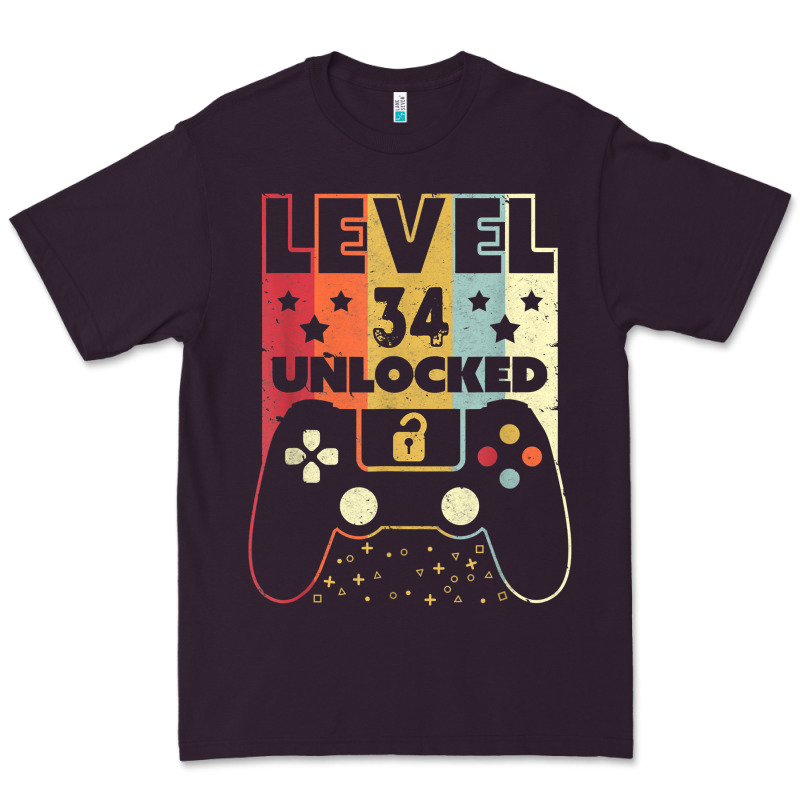 Level 34 Unlocked Shirt Video Gamer 34th Birthday Gifts Tee T Shirt Premium Tee by longCreatives | Teevron