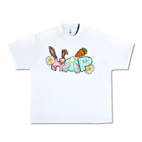 White Hop bunny Easter Day Urban Heavy Tee - CowGirlArtShop