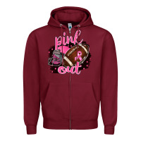 Burgundy Pink Out Football Zipper Hoodie - BarkalooDesign