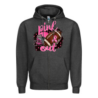 Charcoal Heather Pink Out Football Zipper Hoodie - BarkalooDesign