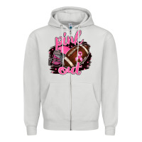 Dove Grey Pink Out Football Zipper Hoodie - BarkalooDesign