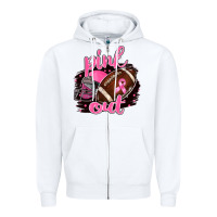White Pink Out Football Zipper Hoodie - BarkalooDesign