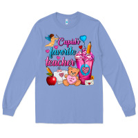 Colony Blue Cupid's Favorite Teacher Valentine's Day Frappe Long Sleeve Tee - FaDigitalArtStudio