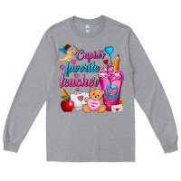 Heather Grey Cupid's Favorite Teacher Valentine's Day Frappe Long Sleeve Tee - FaDigitalArtStudio
