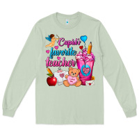 Matcha Cupid's Favorite Teacher Valentine's Day Frappe Long Sleeve Tee - FaDigitalArtStudio