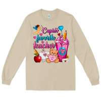 Mushroom Cupid's Favorite Teacher Valentine's Day Frappe Long Sleeve Tee - FaDigitalArtStudio