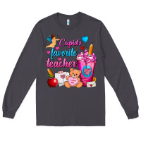 Smoke Cupid's Favorite Teacher Valentine's Day Frappe Long Sleeve Tee - FaDigitalArtStudio