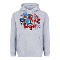 Heather Grey Red whıte boujee Heavyweight Hoodie - AdoDesignShop