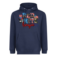 Navy Red whıte boujee Heavyweight Hoodie - AdoDesignShop