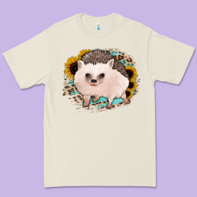 Hedgehog With Sunflowers And Leopard Premium Tee Designed By Jasminsmagicworld
