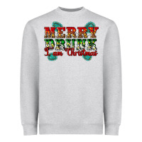 Heather Grey Merry Drink I Am Christmas Heavyweight Sweatshirt - Artiststas