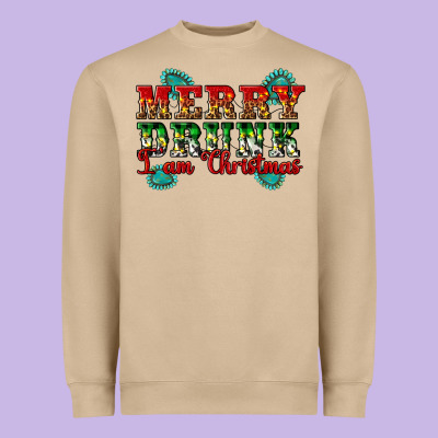 Merry Drink I Am Christmas Heavyweight Sweatshirt Designed By Artiststas