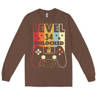 Chestnut level 34 unlocked shirt video gamer 34th birthday gifts tee t shirt Long Sleeve Tee - longCreatives
