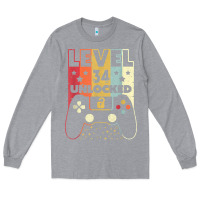 Heather Grey level 34 unlocked shirt video gamer 34th birthday gifts tee t shirt Long Sleeve Tee - longCreatives