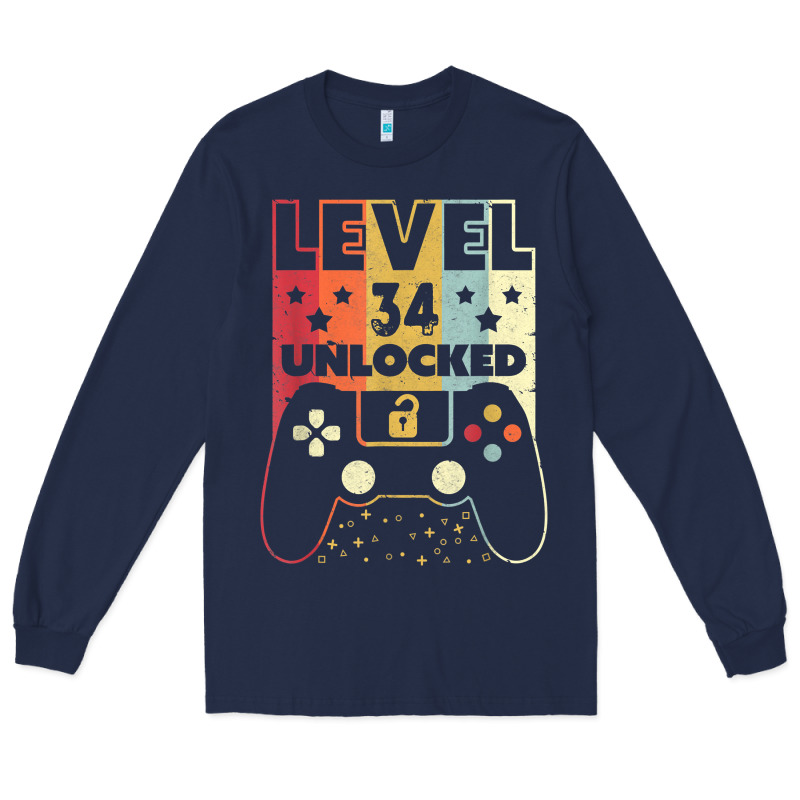 Level 34 Unlocked Shirt Video Gamer 34th Birthday Gifts Tee T Shirt Long Sleeve Tee by longCreatives | Teevron