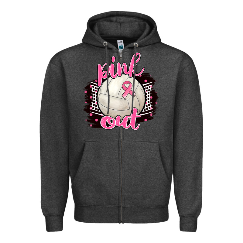 Pink Out Volleyball Zipper Hoodie by BarkalooDesign | Teevron