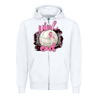 White Pink Out Volleyball Zipper Hoodie - BarkalooDesign