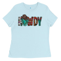 Baby Blue Western Howdy Gemstone Cowboy Hat Ladies Tee - HowdyJamesFarm