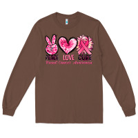 Chestnut Peace love cure Breast Cancer Awareness Long Sleeve Tee - FaDigitalArtStudio