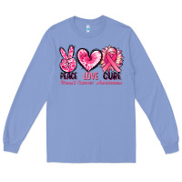 Colony Blue Peace love cure Breast Cancer Awareness Long Sleeve Tee - FaDigitalArtStudio